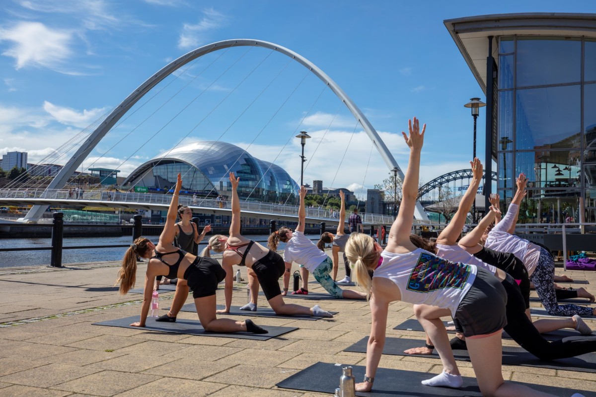 A yoga class on the Quayside